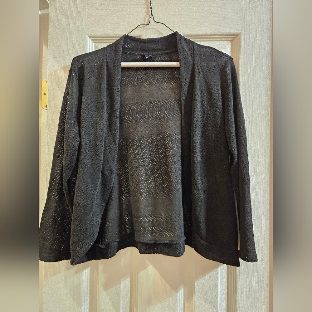 Black sheer open cardigan